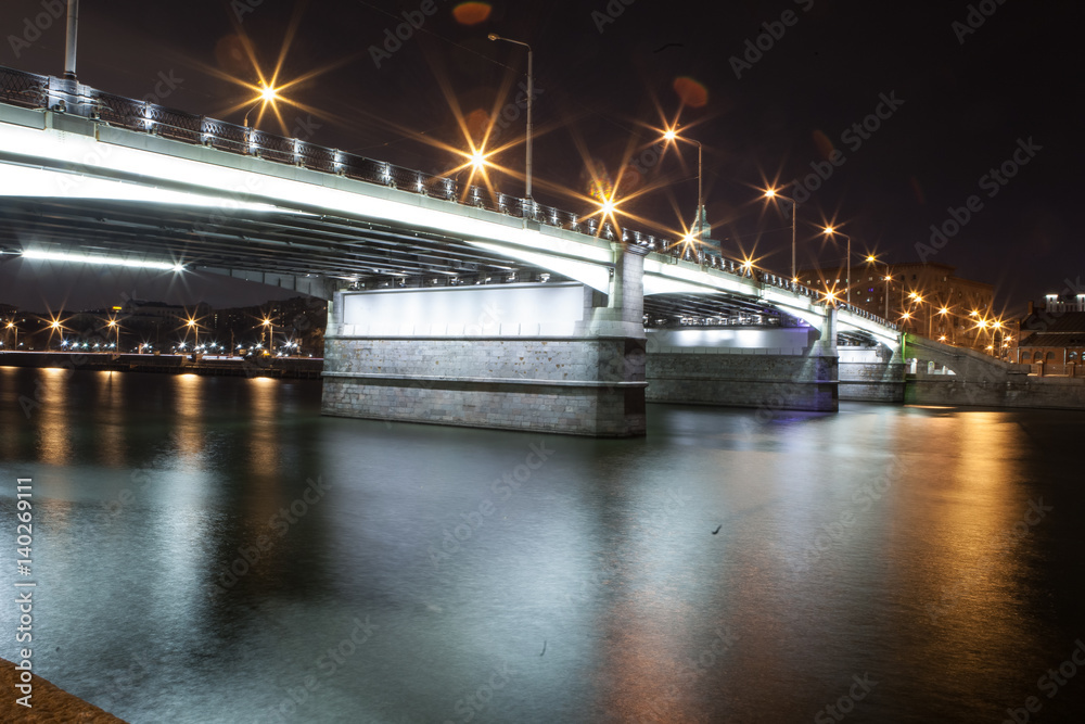city  bridge at night with light 