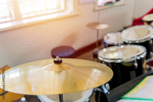 Detail of a drum kit for playing music