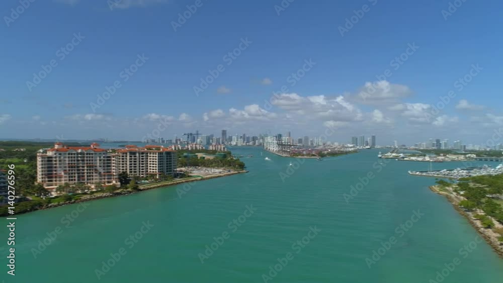 Aerial panorama of South Beach stock video