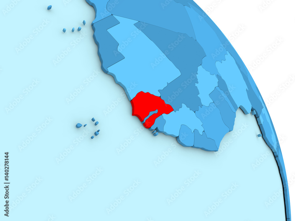 Fototapeta premium Senegal on blue political globe