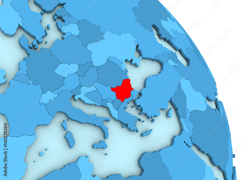 Fototapeta premium Bulgaria on blue political globe