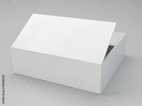 Empty open cardboard on gray background. 3d rendering