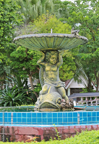 Vintage courtyard fountain in the public park