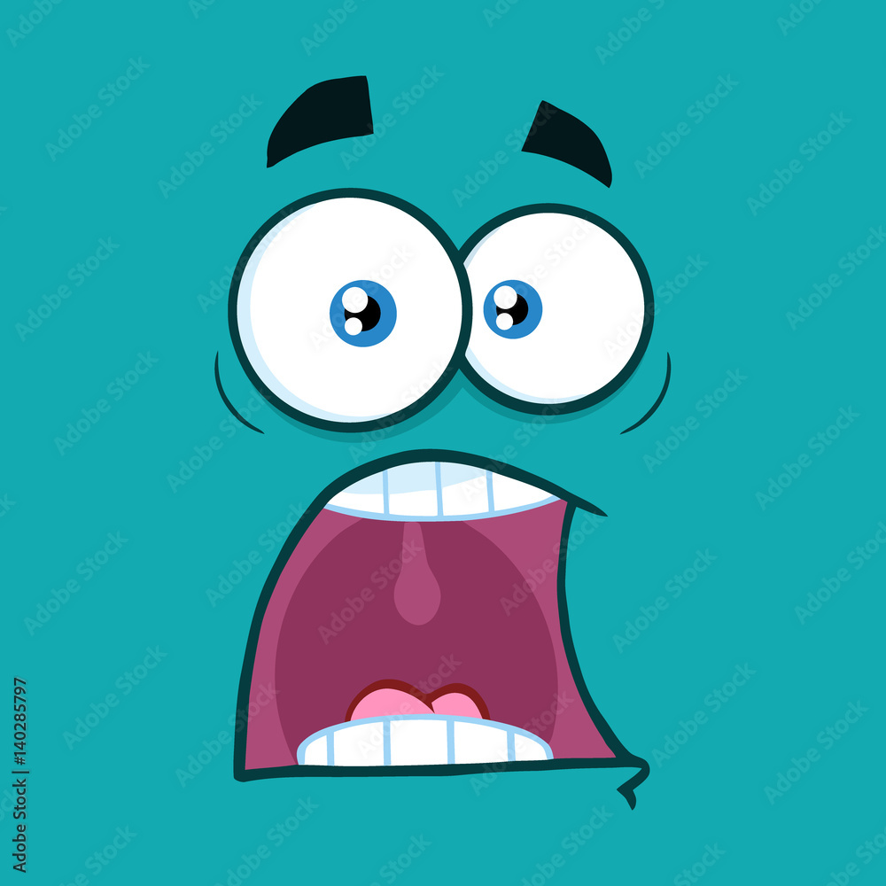 Black And White Scared Cartoon Funny Face With Panic Expression