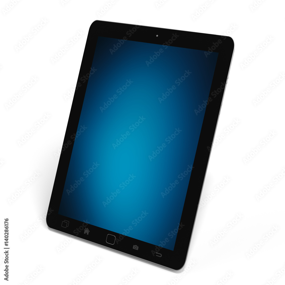 Modern digital black tablet on white background 3D rendering Modern digital black tablet on white background 3D rendering