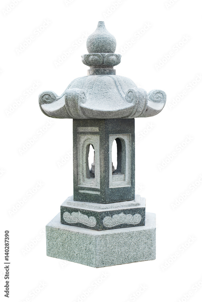Stone lantern of Chinese shrine isolated on white background Stone lantern of Chinese shrine isolated on white background