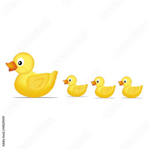 Yellow duck family Vector