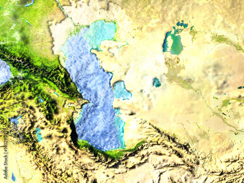 Central Asia on Earth - visible ocean floor
