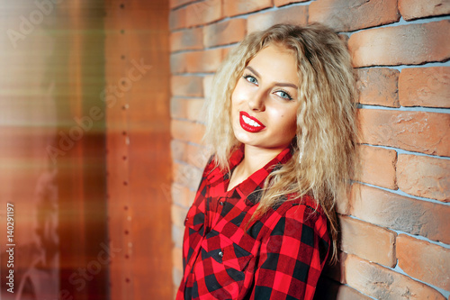 Portrait of a beautiful blonde girl in the studio © mihailsemenov