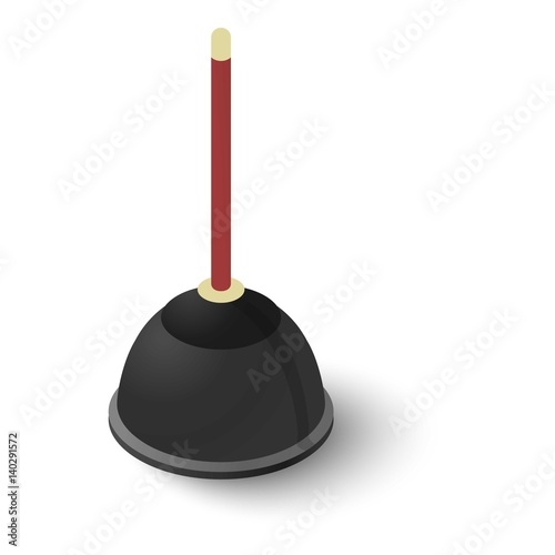 Toilet plunger icon, isometric style