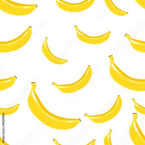 Seamless pattern with yellow bananas on a white background.