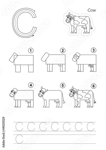 Drawing tutorial for letter.