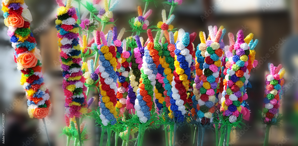Fototapeta premium colorful Easter palms
