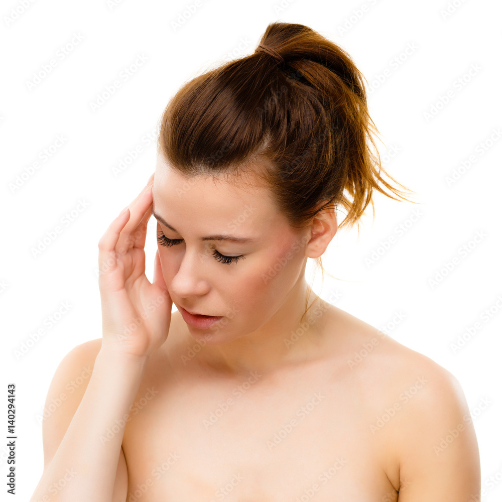 Woman massaging pain head