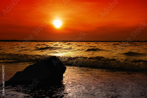 red sunset over the sea 2