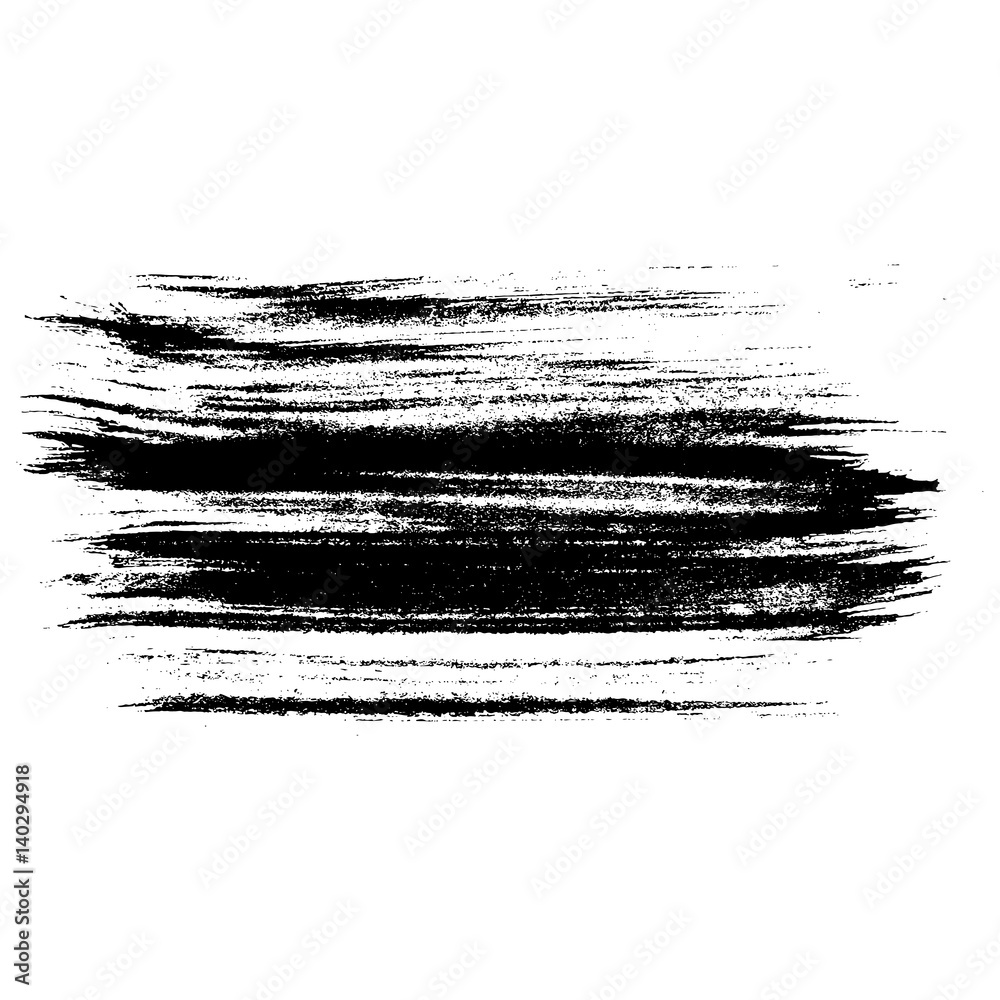 Ink vector dry brush stroke. Vector illustration. Grunge hand drawn watercolor texture.