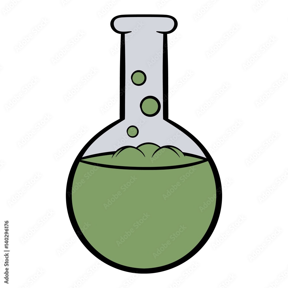 Flask with liquid icon cartoon Flask with liquid icon cartoon