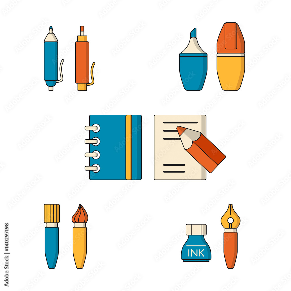 Vector collection of drawing and writing tools Stock Vector Adobe Stock