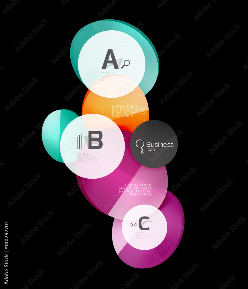 Glass color circles - infographic elements on black Glass color circles - infographic elements on black