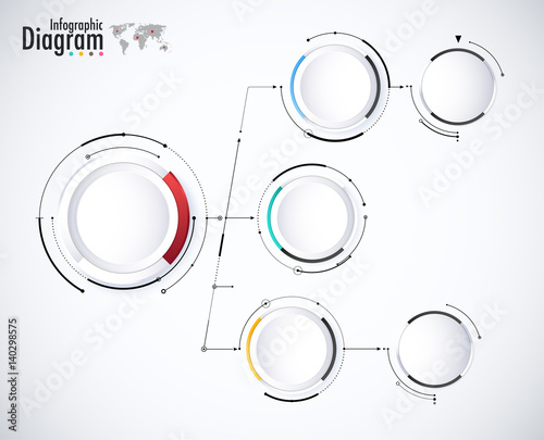 Digital diagram style. Diagram and flow chart of technology concept, presentation. Vector illustration.