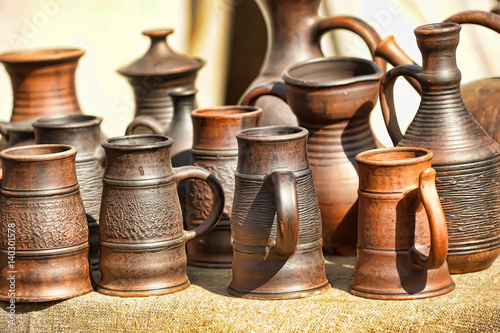 Clay pots and jugs for sale.