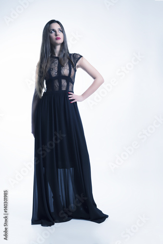 Young model with black dress