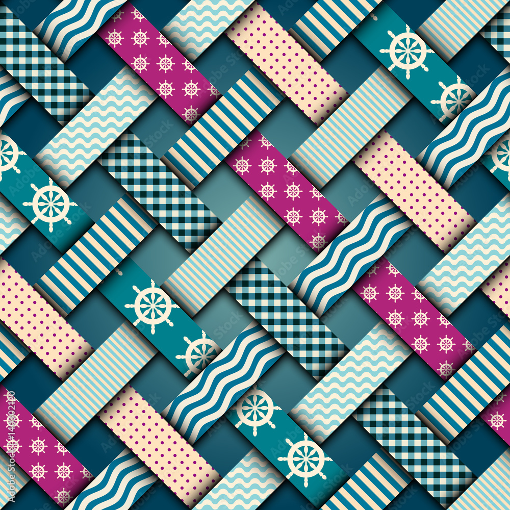 Obraz premium Nautical interweaving patchwork