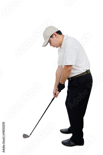 Asian Chinese Male Golfer posing with Golf Club