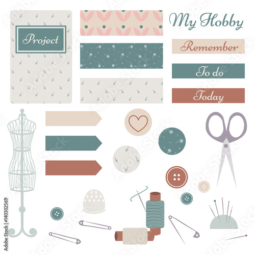 Set of Sewing Materials with Planner Elements