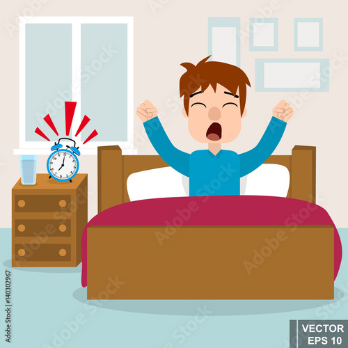Wake up. Morning. The young guy. For your design.
