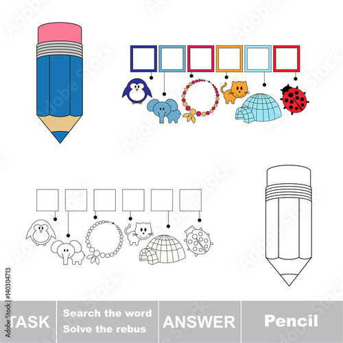 Search the hidden word, the simple educational kid game.
