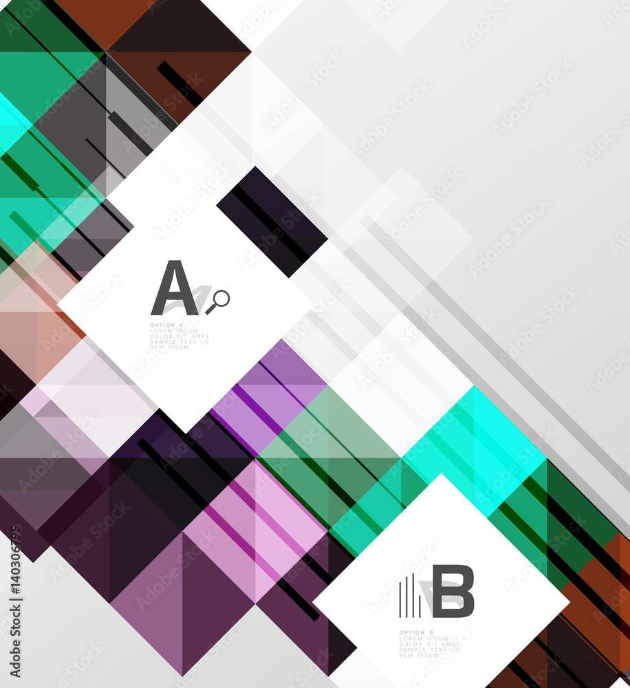 Vector square elements on gray abstract background with infographics