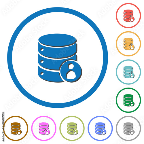 Database privileges icons with shadows and outlines