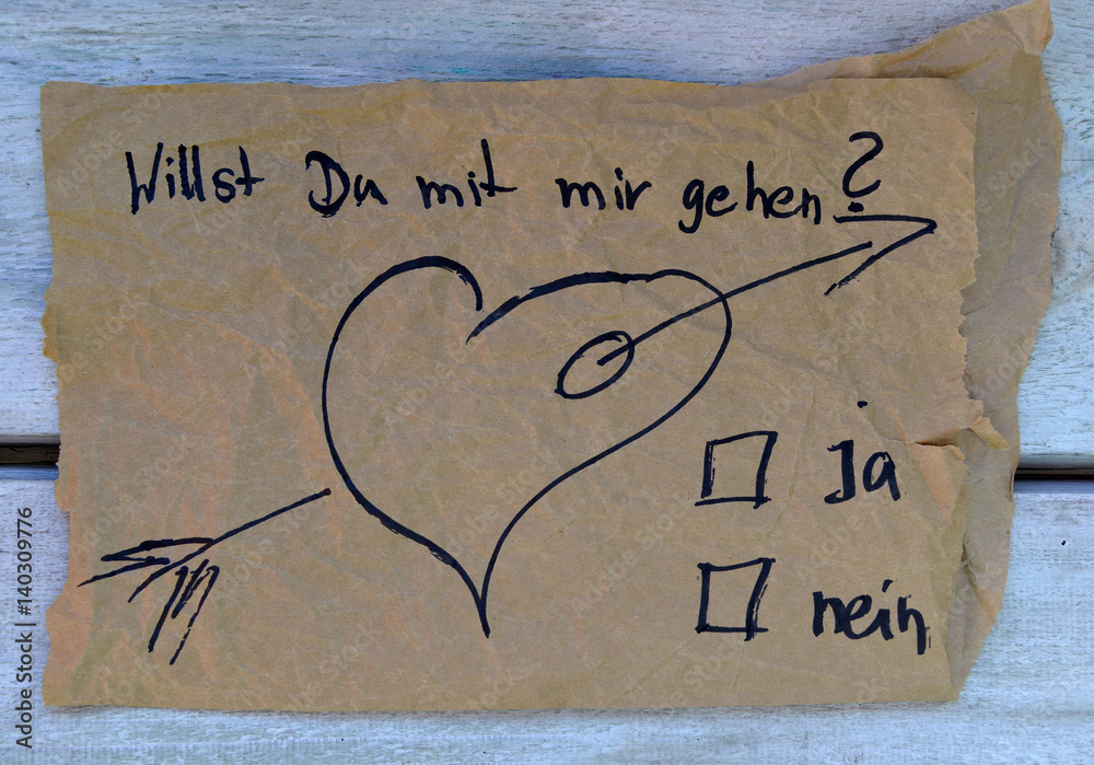 Text Willst du mit mir gehen StockFoto Adobe Stock