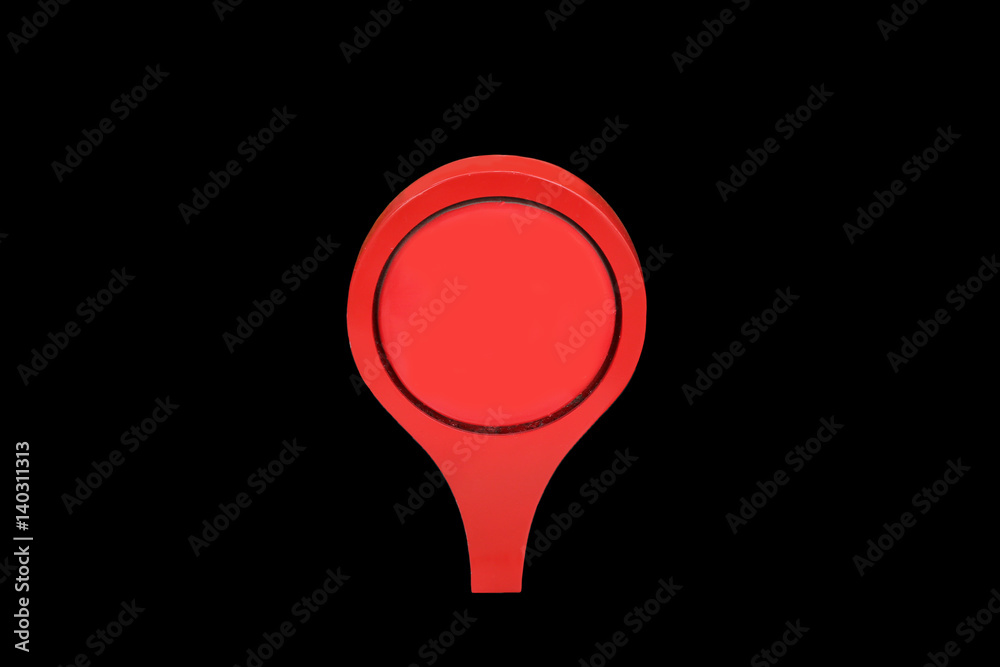 Red map pointer with blank center isolated on black background Red map pointer with blank center isolated on black background