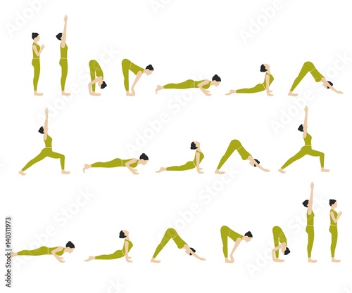 Yoga exercises set.