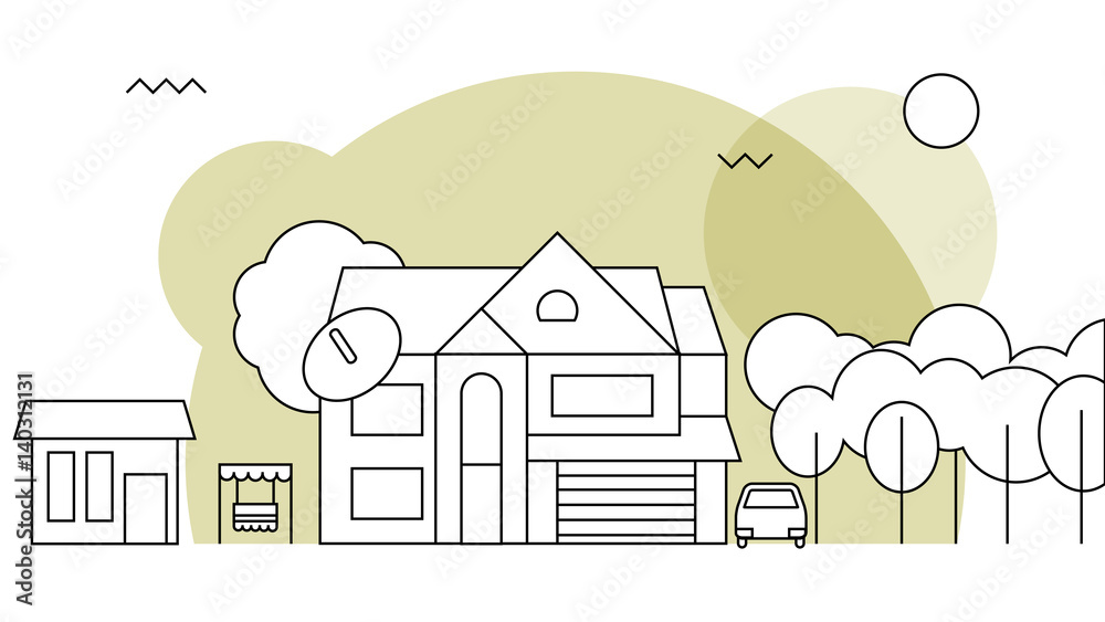 Traditional family home.Flat design vector concept