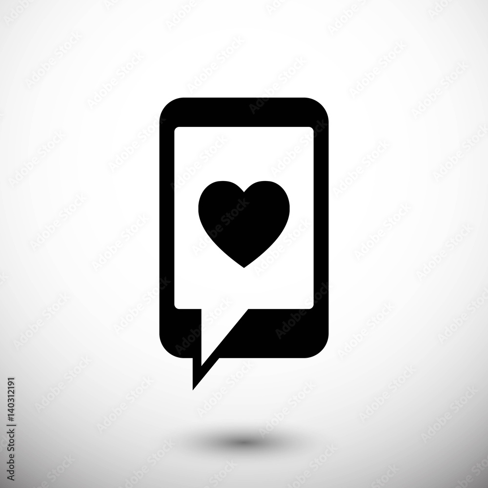 phone with hearts on the screen icon stock vector illustration flat design phone with hearts on the screen icon stock vector illustration flat design