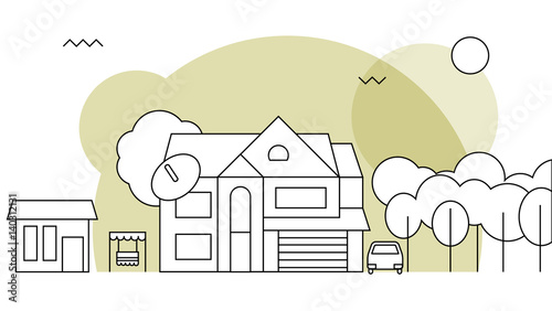 Traditional family home.Flat design vector concept