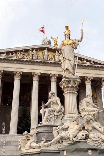 The sculptural composition of Pallas Athena fountain at the Austrian Parliament building