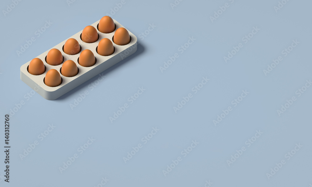 EGGS IN AN EGG BOX ON PLAIN BACKGROUND EGGS IN AN EGG BOX ON PLAIN BACKGROUND