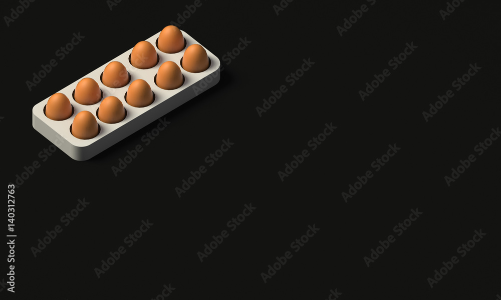 EGGS IN AN EGG BOX ON PLAIN BACKGROUND EGGS IN AN EGG BOX ON PLAIN BACKGROUND