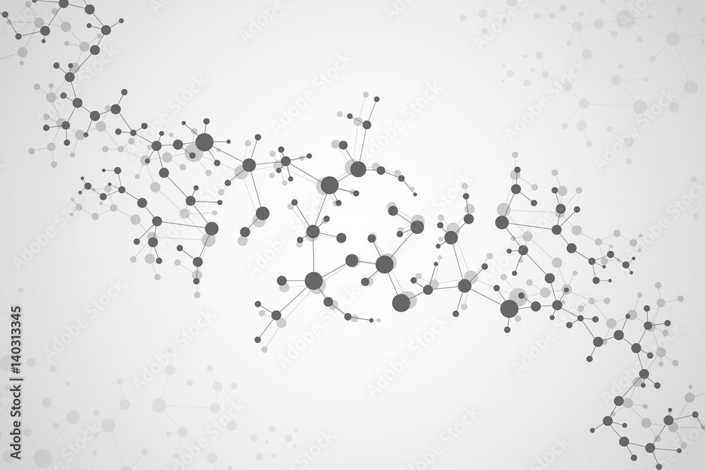 Structure molecule and communication. Dna, atom, neurons. Scientific concept for your design. Connected lines with dots. Medical, technology, chemistry, science background. Vector illustration. Structure molecule and communication. Dna, atom, neurons. Scientific concept for your design. Connected lines with dots. Medical, technology, chemistry, science background. Vector illustration.