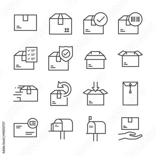 Delivery and logistics line icon set 2