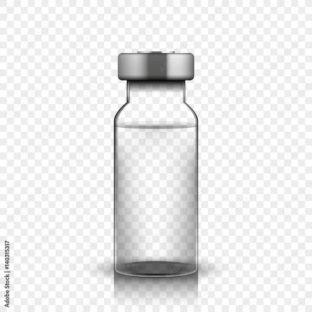Transparent glass medical vial, vector illustration on simple background Stock 벡터 Adobe Stock