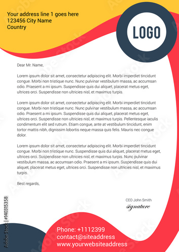 Abstract curve shapes modern letterhead template design