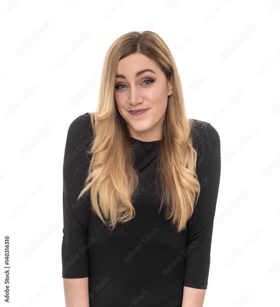 Portrait of Embarrassed blonde. Portrait of Embarrassed blonde.
