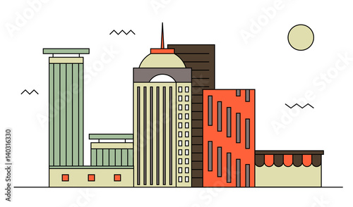 modern street scenery in flat design style