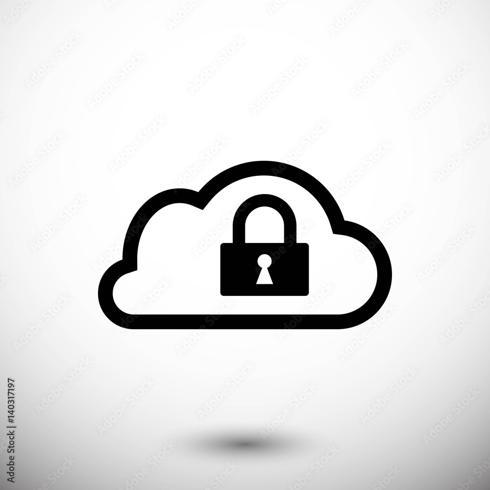lock cloud icon stock vector illustration flat design lock cloud icon stock vector illustration flat design