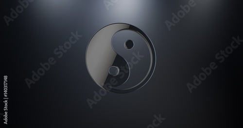Yin and yang Black 3d Icon
